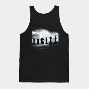 Chess pieces in moon and clouds. Tank Top